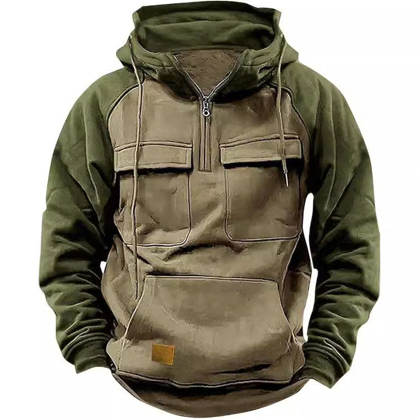 Men's Fleece Cargo Half-Zip Hoodie