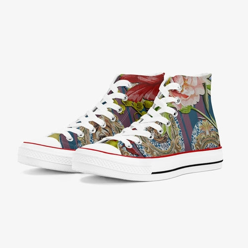 Jacki Easlick Tiger Flower High-Top Canvas Sneakers