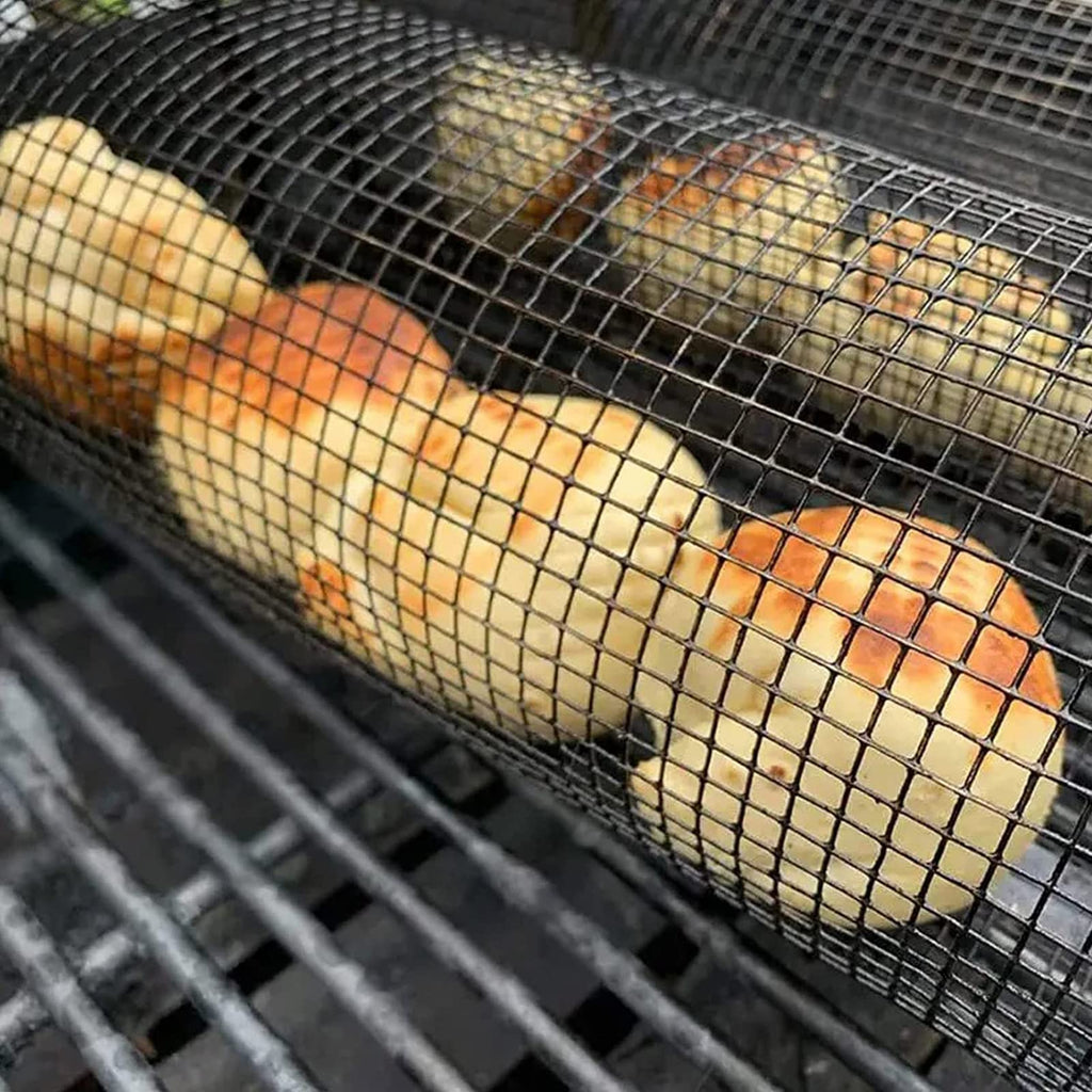 Rolling Stainless Steel BBQ Grill Basket