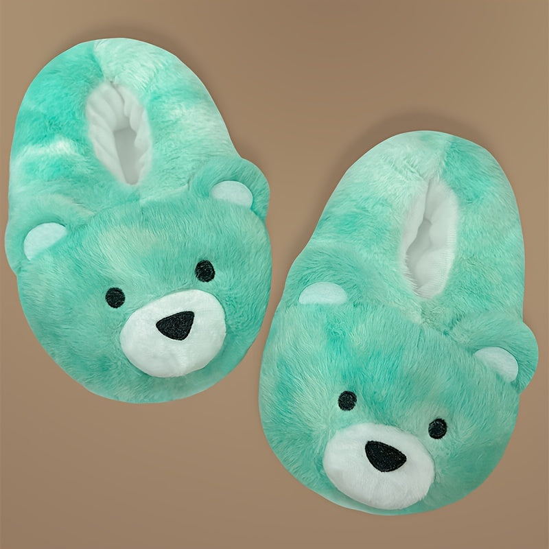 Polar Bear Plush Slippers — Blue & Purple Tie-Dye