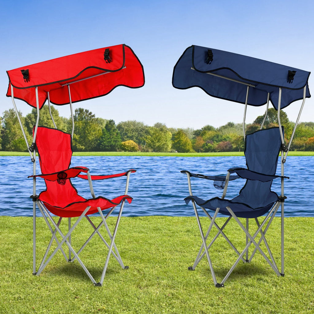Folding Camping & Beach Chair with Canopy — 330 lb Capacity