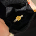 Yellow-Stone Sugar Cube & Pineapple Fashion Ring