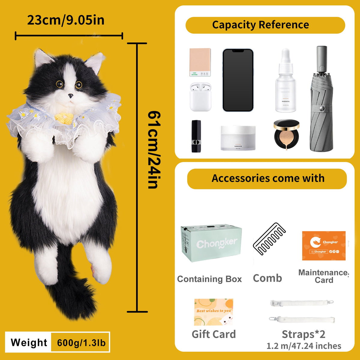 Tuxedo Cat Plush Backpack