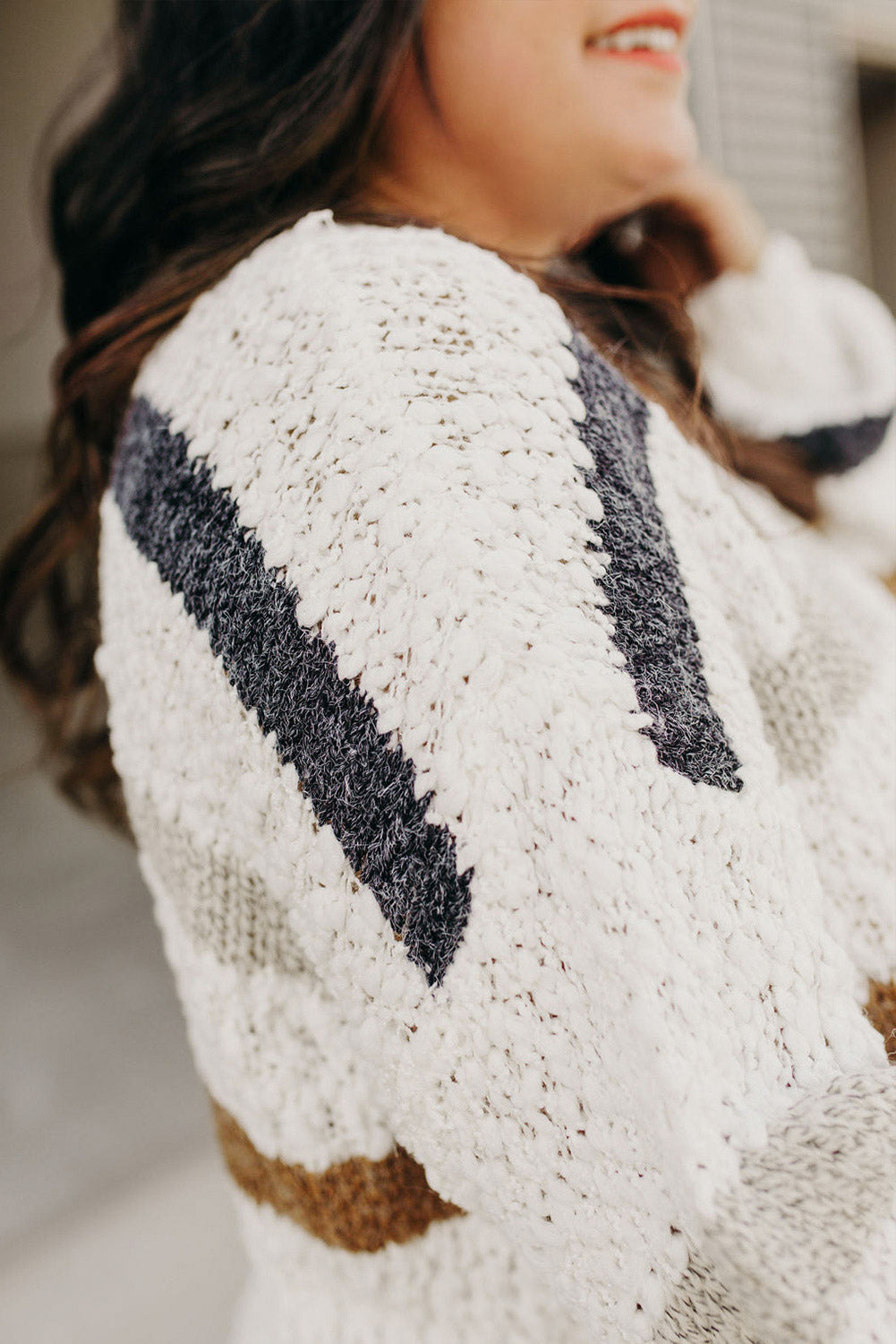 Women's Striped Popcorn-Knit Sweater