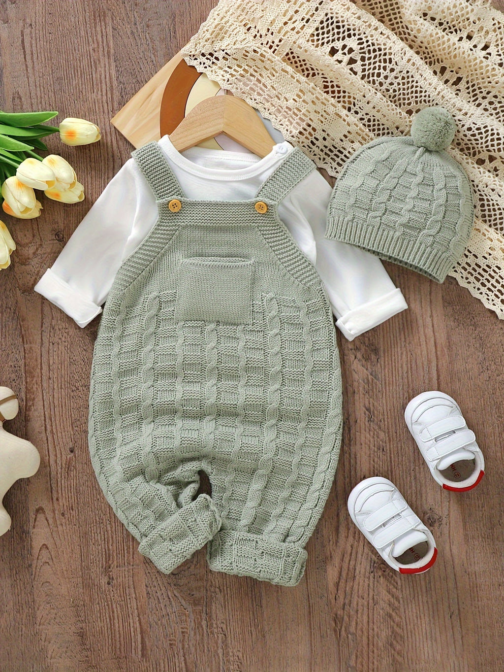 DOVFANNY Baby Sleeveless Knit Jumpsuit Outfit