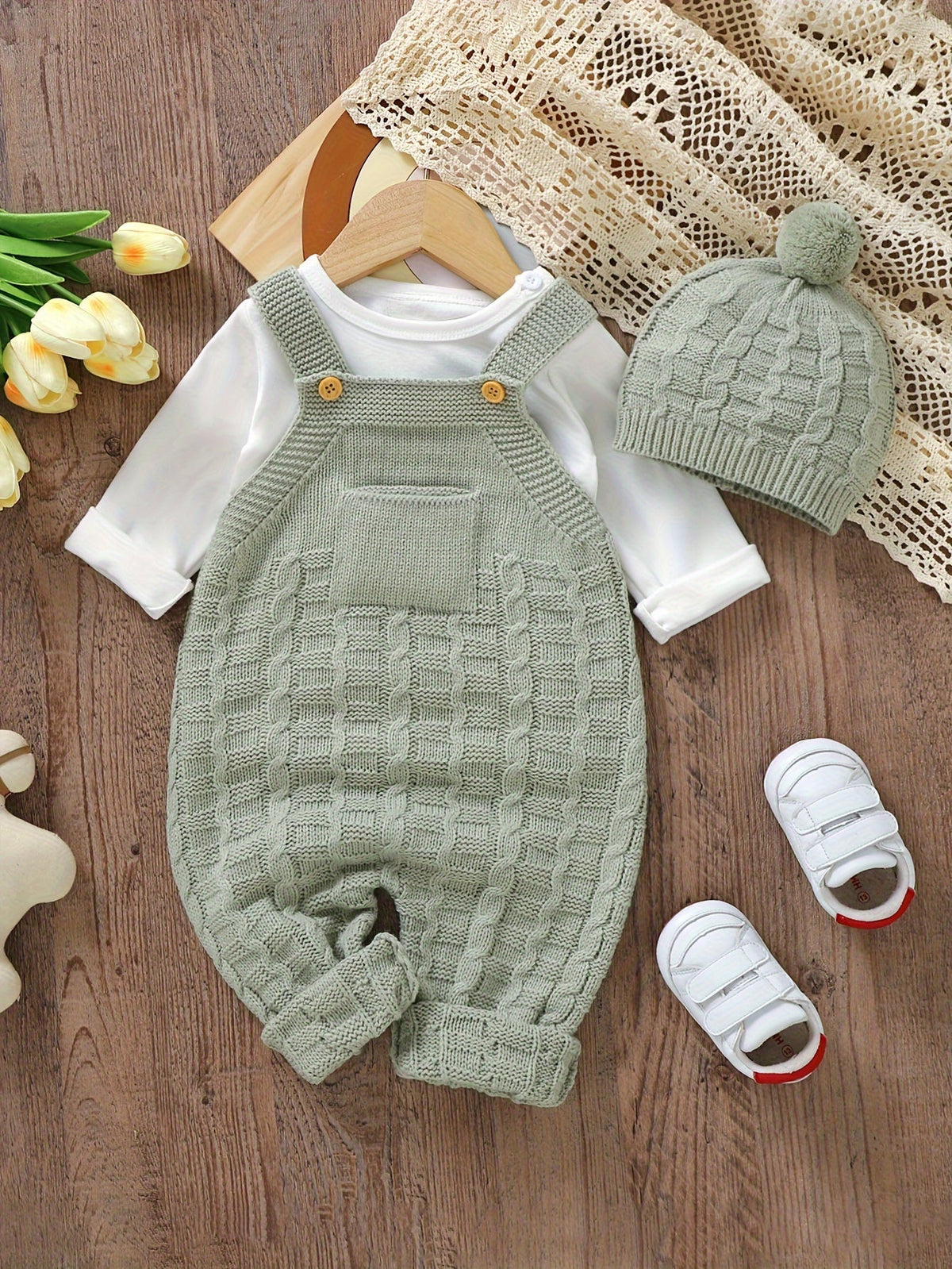 DOVFANNY Baby Sleeveless Knit Jumpsuit Outfit
