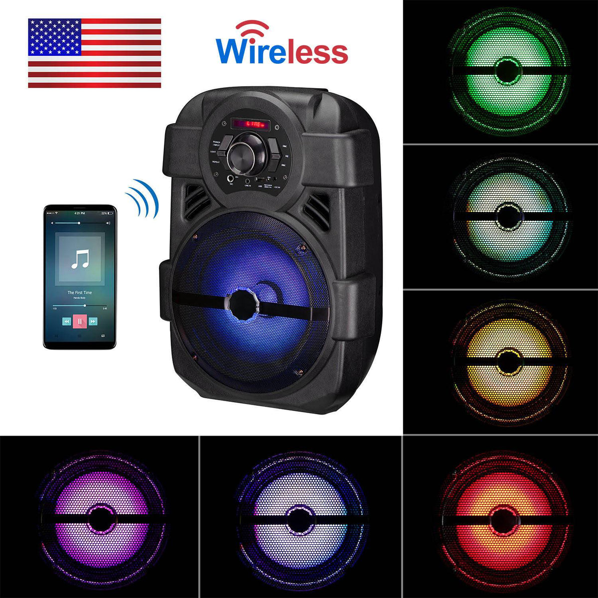 KOCASO 8-Inch Bluetooth PA Karaoke Speaker with Wired Mic
