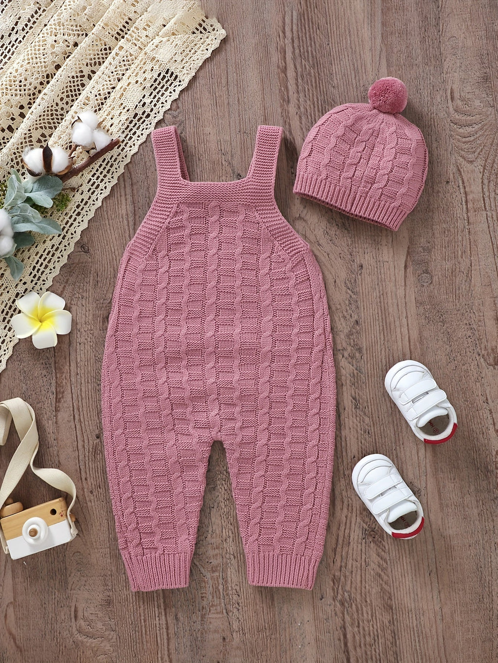 DOVFANNY Baby Sleeveless Knit Jumpsuit Outfit