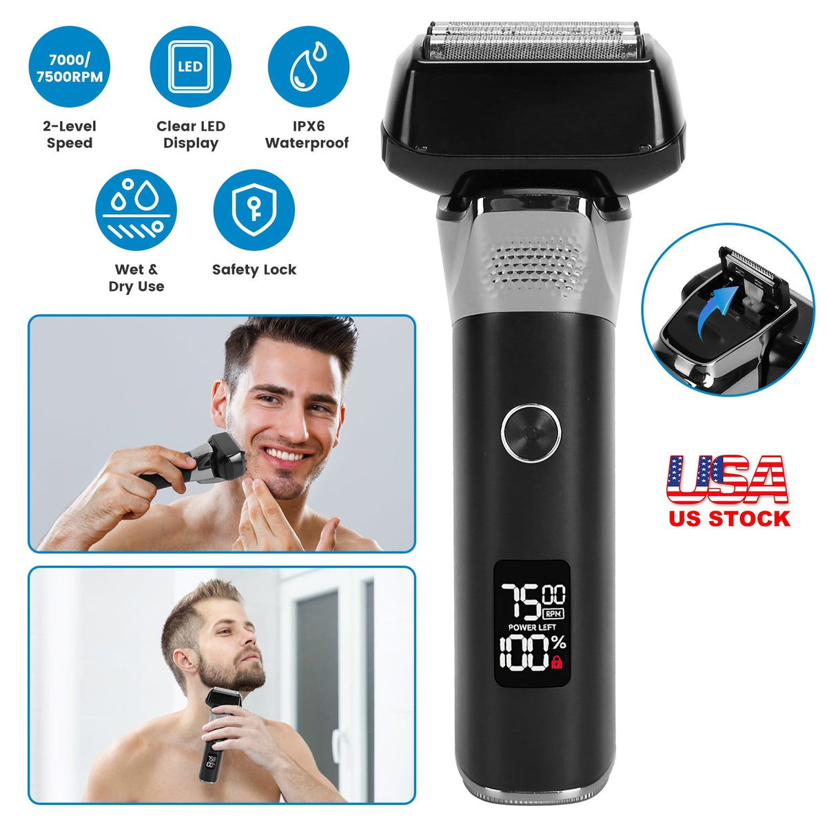 5-Blade Wet & Dry Electric Foil Shaver with LED Display