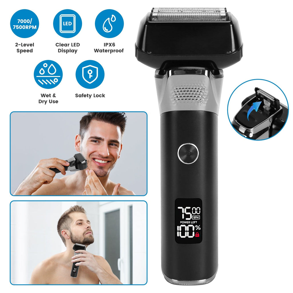 5-Blade Wet & Dry Electric Foil Shaver with LED Display