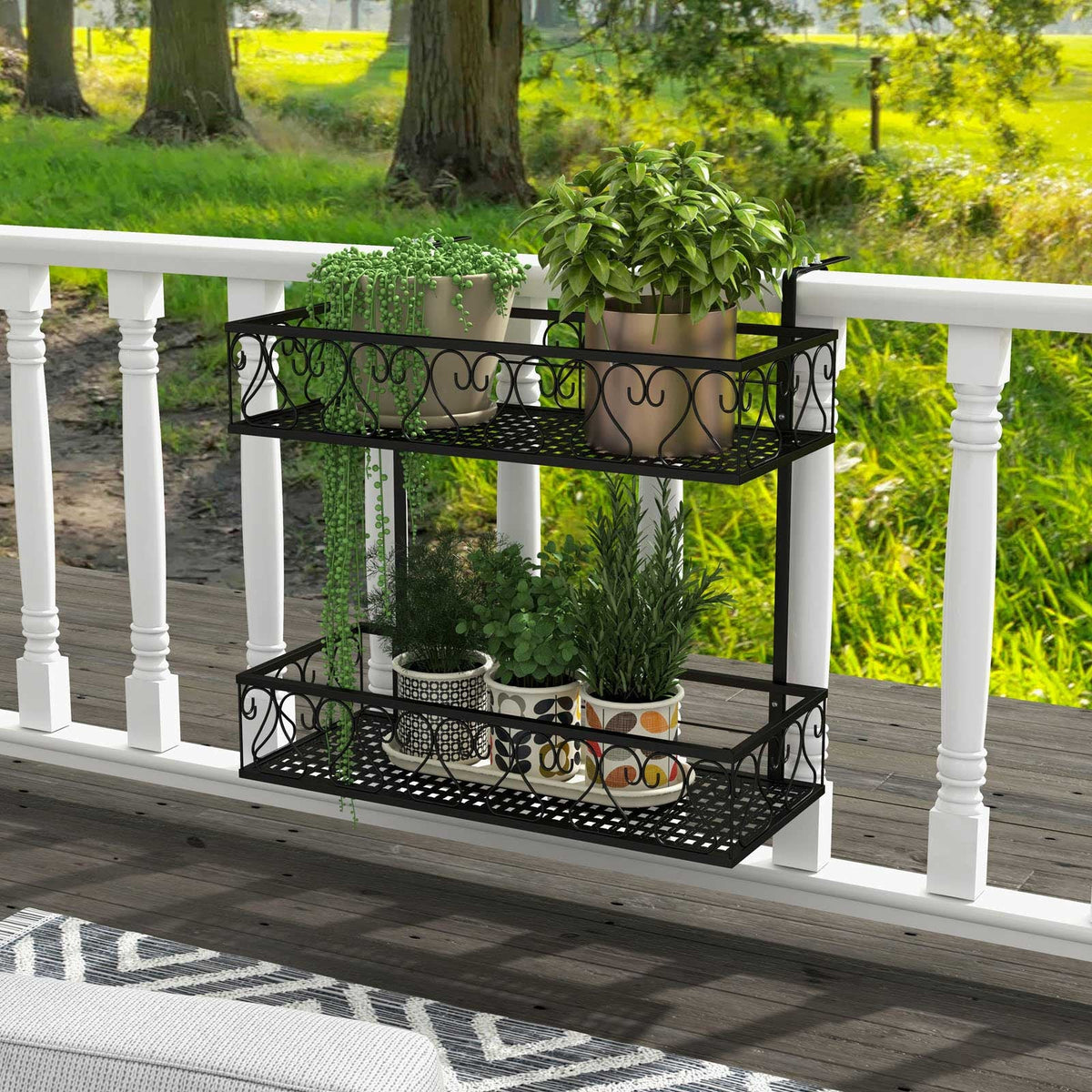Adjustable Hanging Planter Holder with 2 Baskets