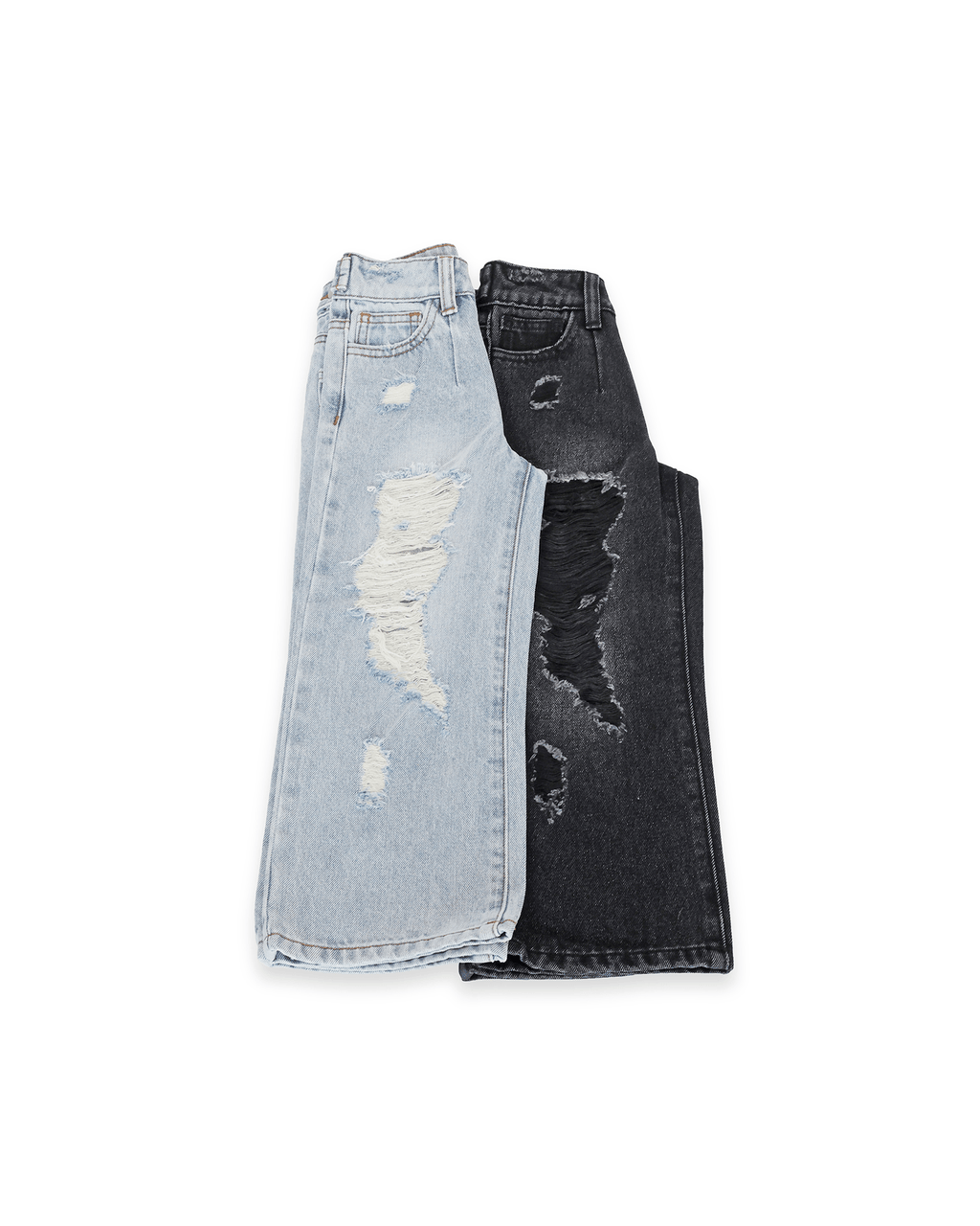 Girls' Light-Wash Distressed Wide-Leg Jeans
