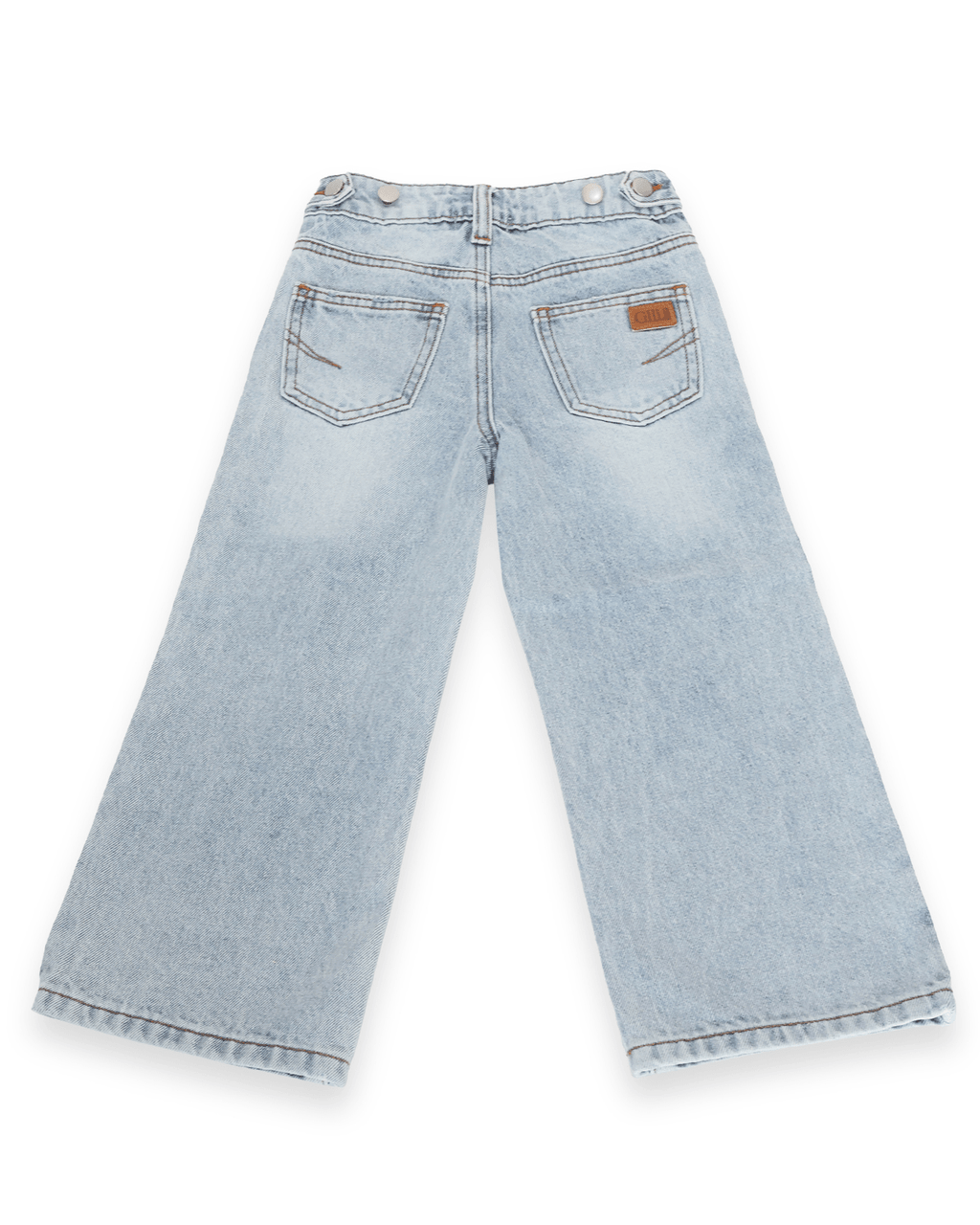 Girls' Light-Wash Distressed Wide-Leg Jeans