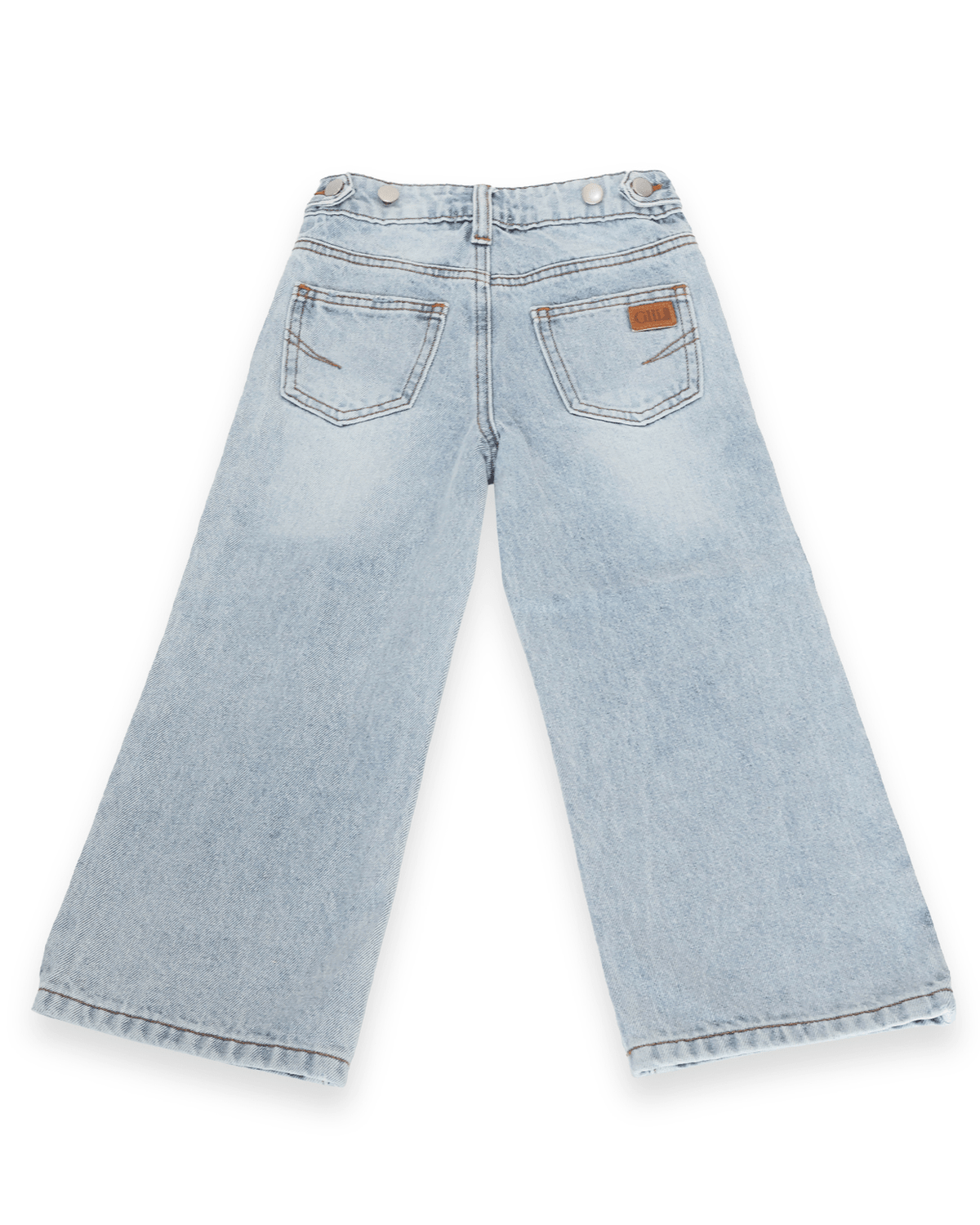 Girls' Light-Wash Distressed Wide-Leg Jeans