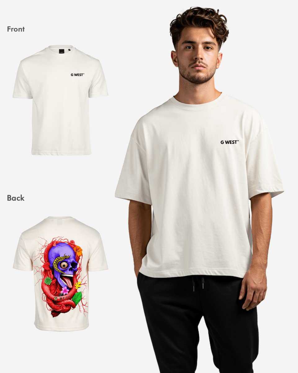 G West Men's Oversized Snake Skull T-Shirt
