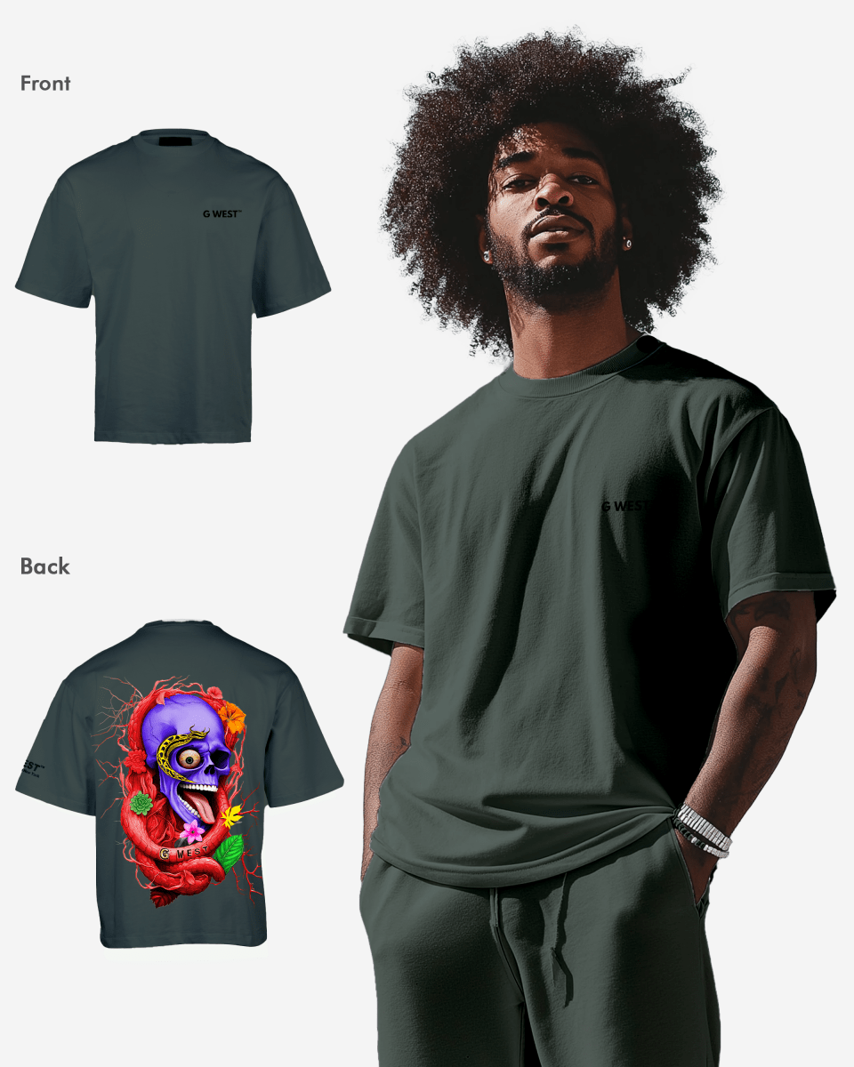 G West Men's Oversized Snake Skull T-Shirt