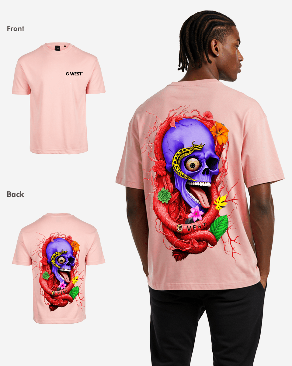 G West Men's Oversized Snake Skull T-Shirt