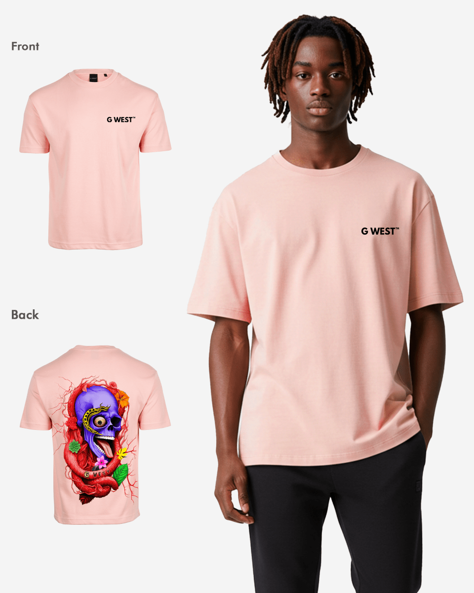 G West Men's Oversized Snake Skull T-Shirt