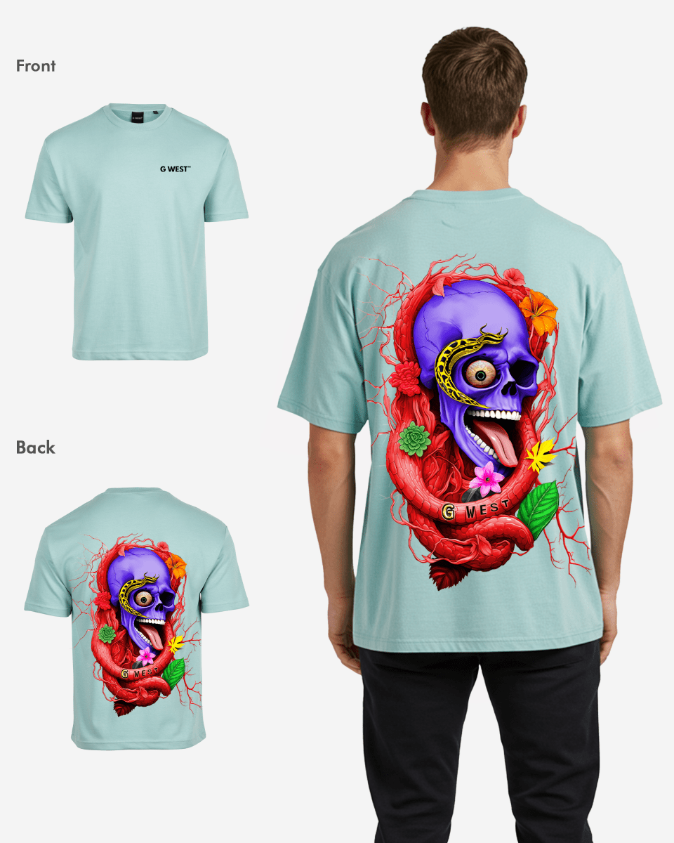 G West Men's Oversized Snake Skull T-Shirt