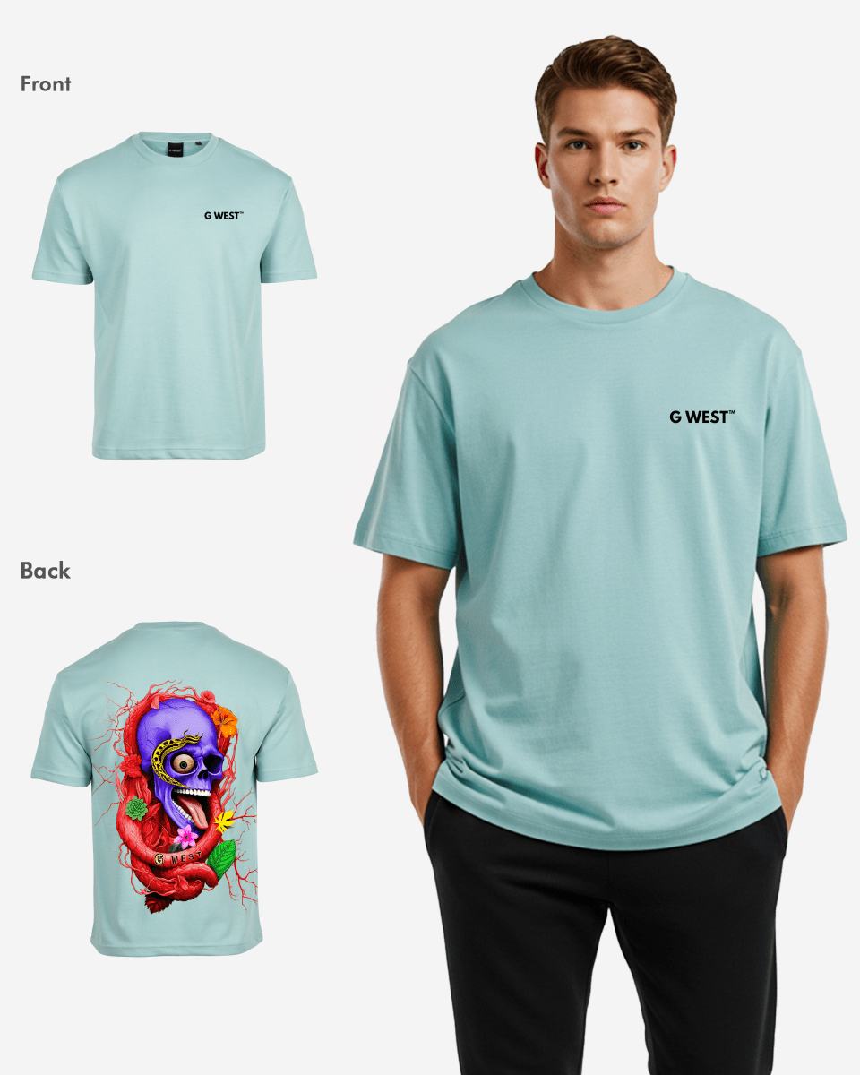 G West Men's Oversized Snake Skull T-Shirt