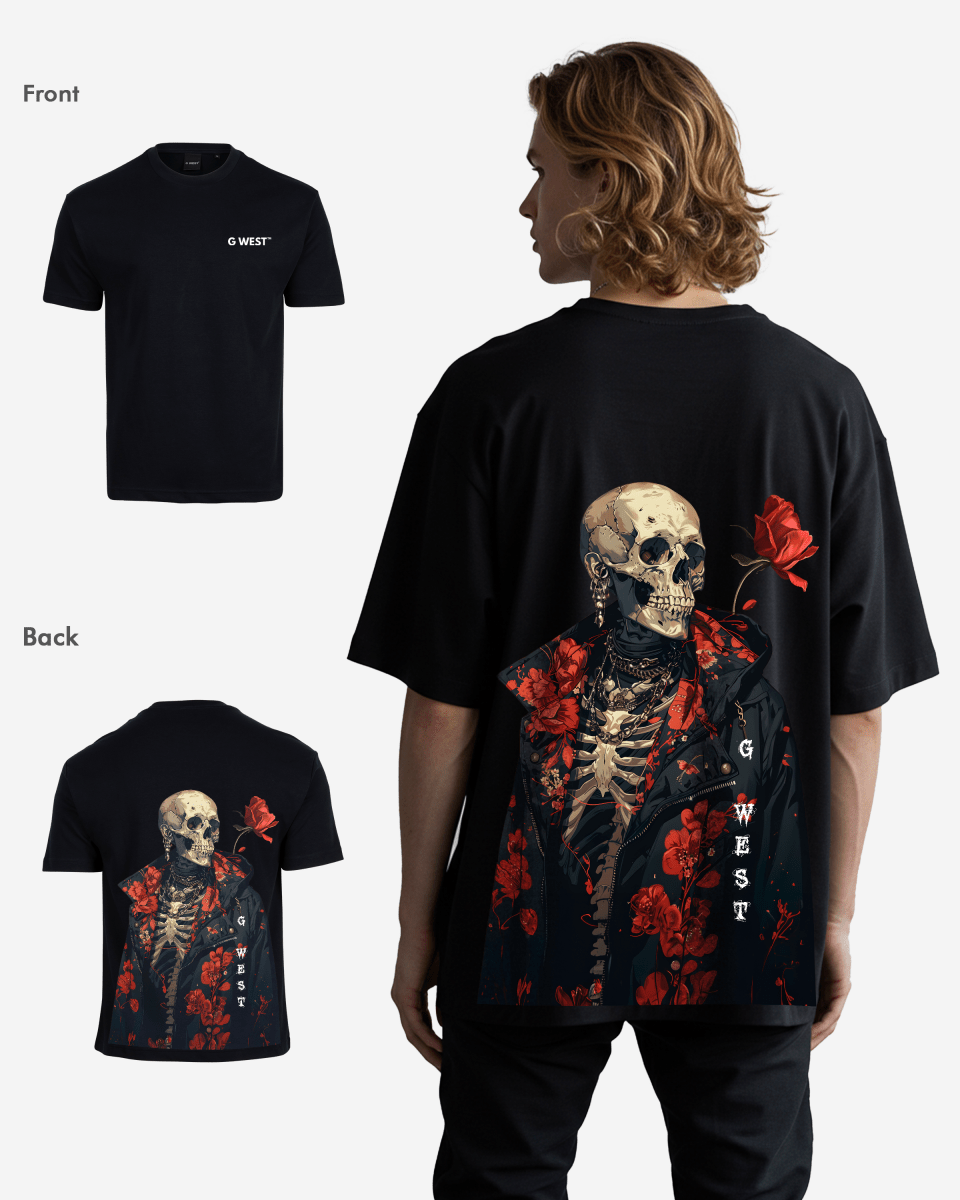 G West Oversized Skull & Rose T-Shirt