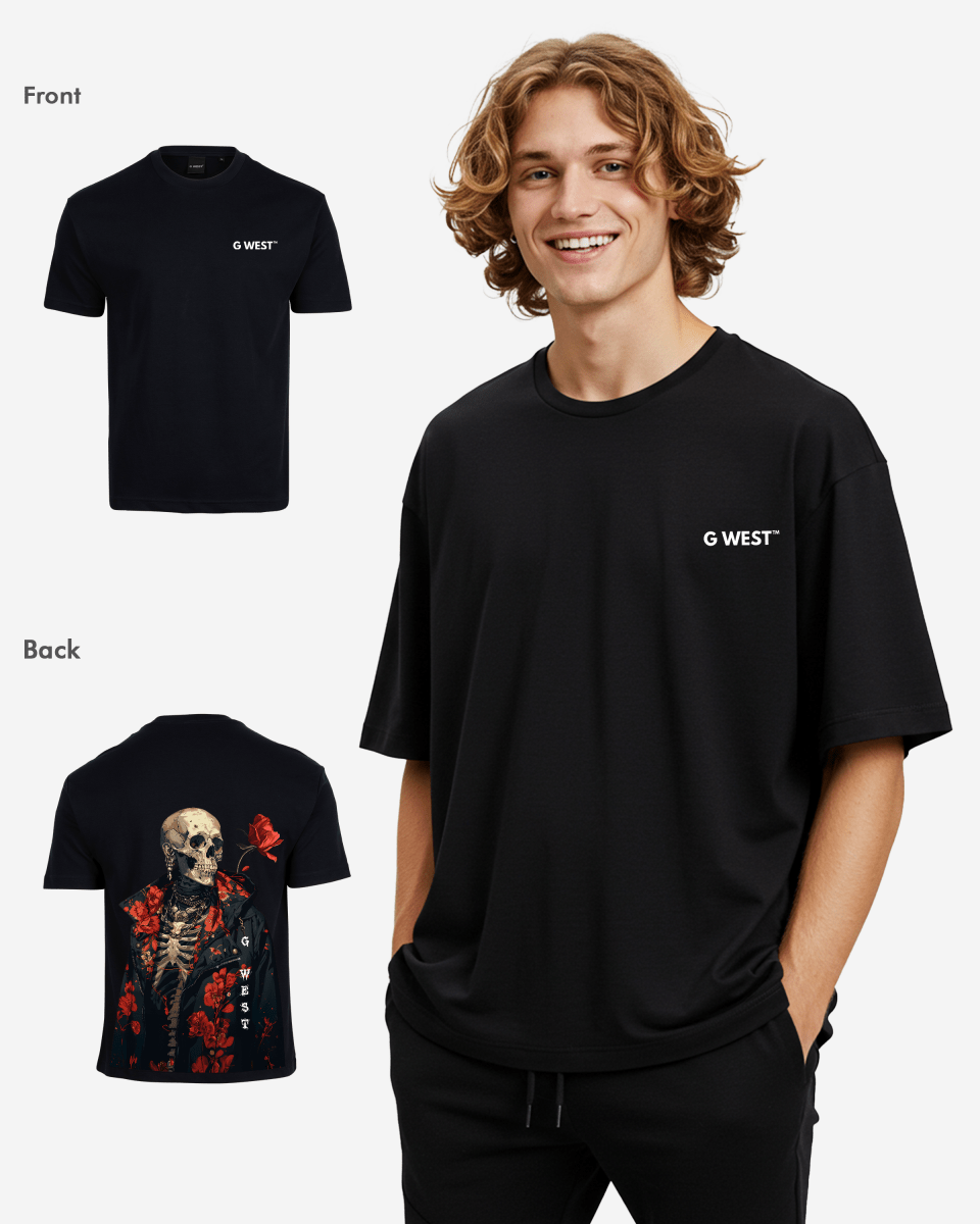 G West Oversized Skull & Rose T-Shirt