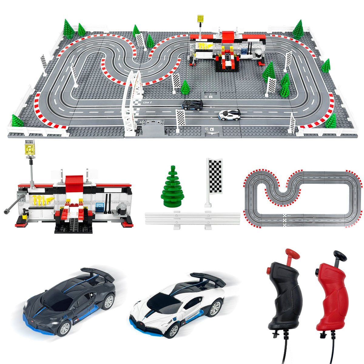 Two-Lane Slot Car Race Track Set with Controllers
