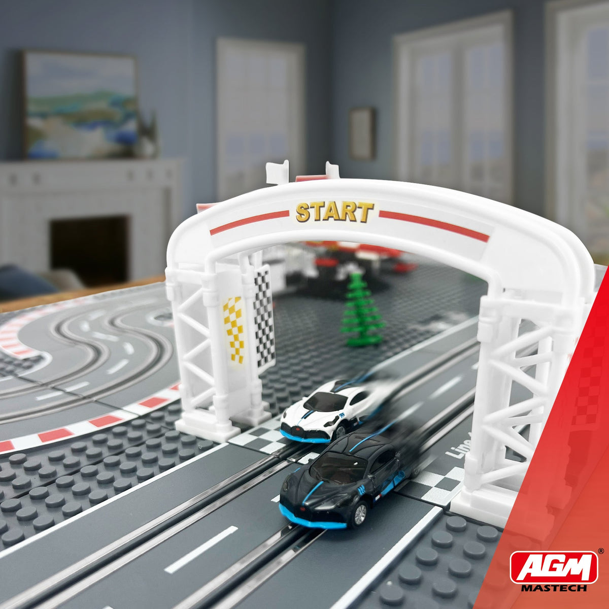 Two-Lane Slot Car Race Track Set with Controllers