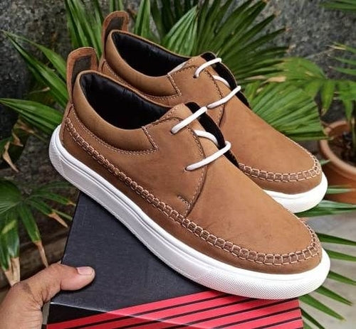 Men's Brown Nubuck Leather Sneakers – UK Size 7