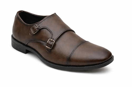 Men's Brown Double Monk-Strap Dress Shoes