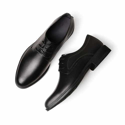 Men's Black Leather Lace-Up Oxford Dress Shoes