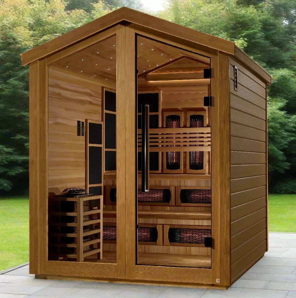 Golden Designs Kaskinen 6-Person Hybrid Outdoor Sauna – Canadian Red Cedar Interior