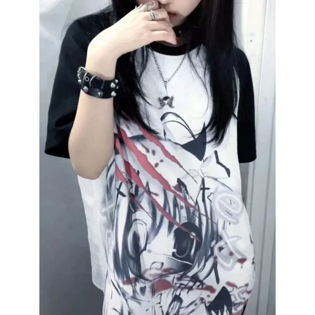 Black & White Gothic Anime Graphic T-Shirt