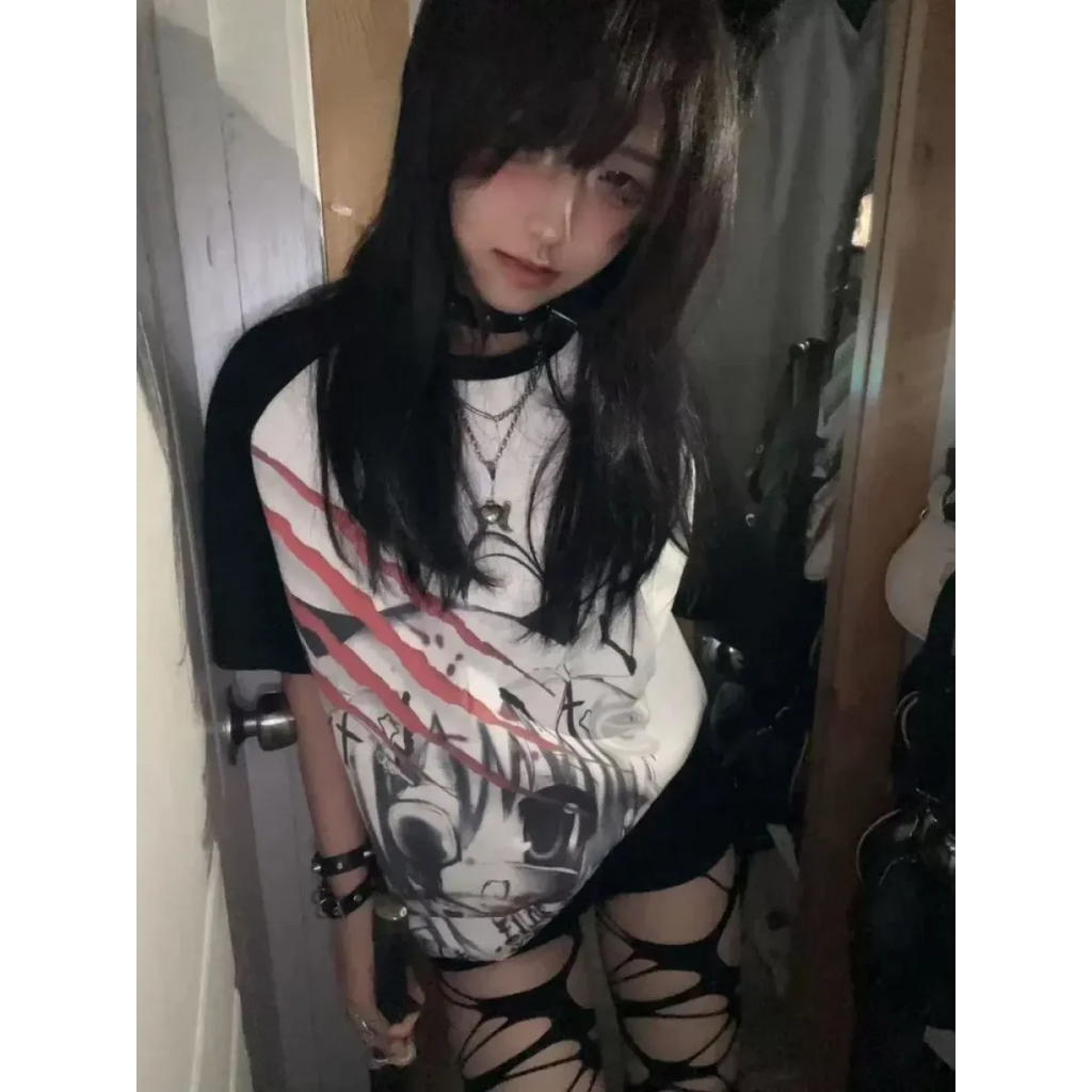 Black & White Gothic Anime Graphic T-Shirt