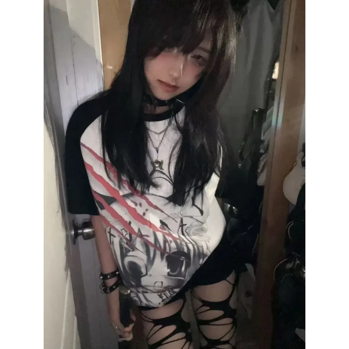 Black & White Gothic Anime Graphic T-Shirt