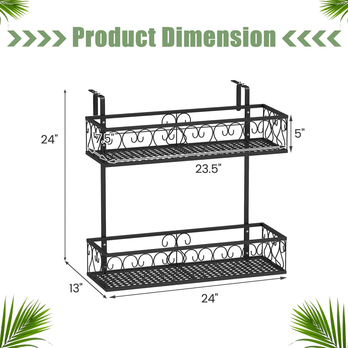 Adjustable Hanging Planter Holder with 2 Baskets