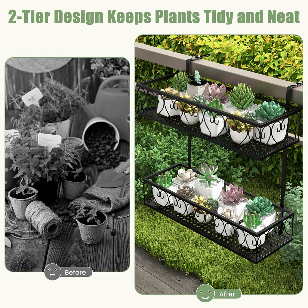 Adjustable Hanging Planter Holder with 2 Baskets