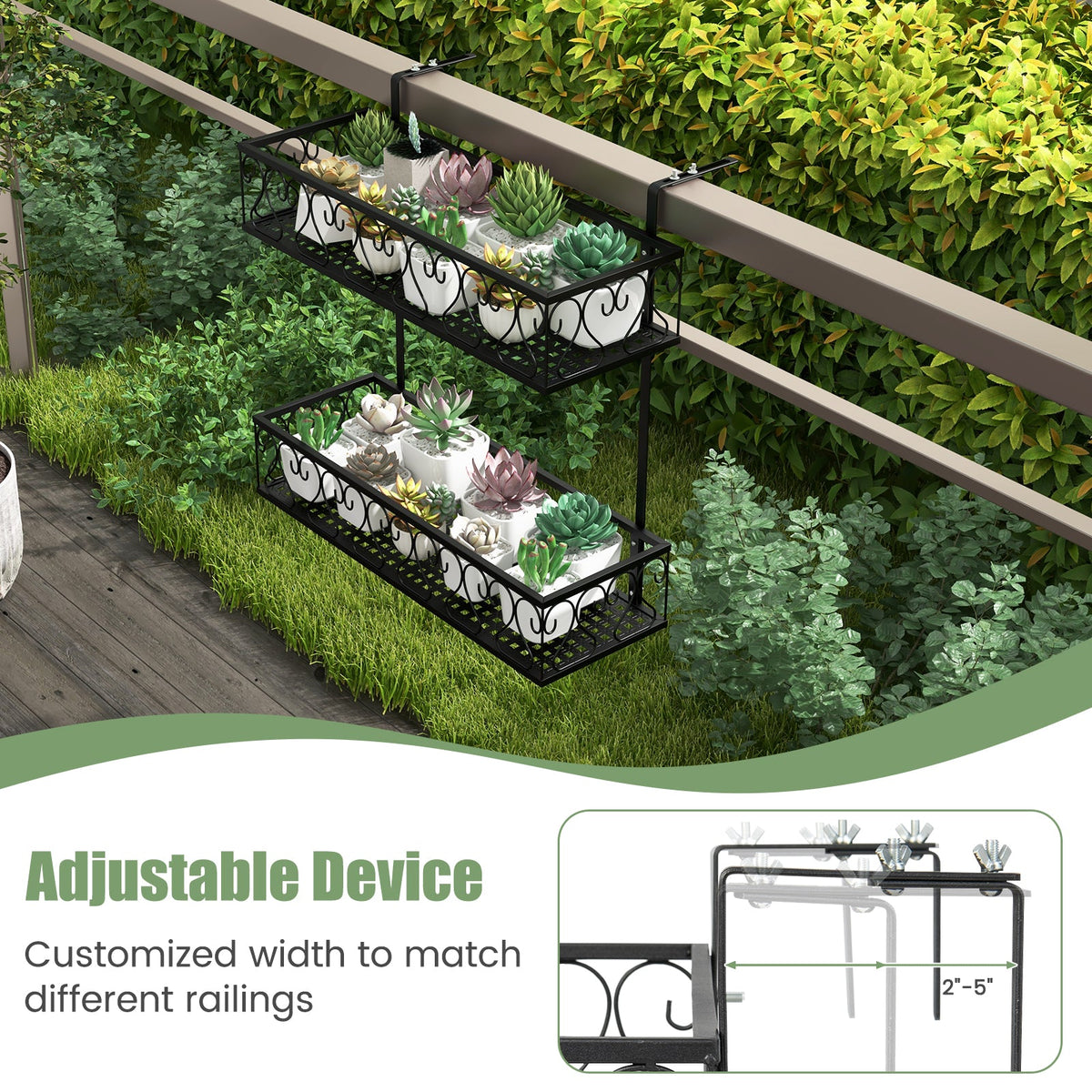 Adjustable Hanging Planter Holder with 2 Baskets