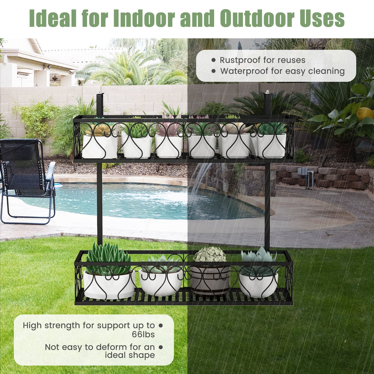 Adjustable Hanging Planter Holder with 2 Baskets
