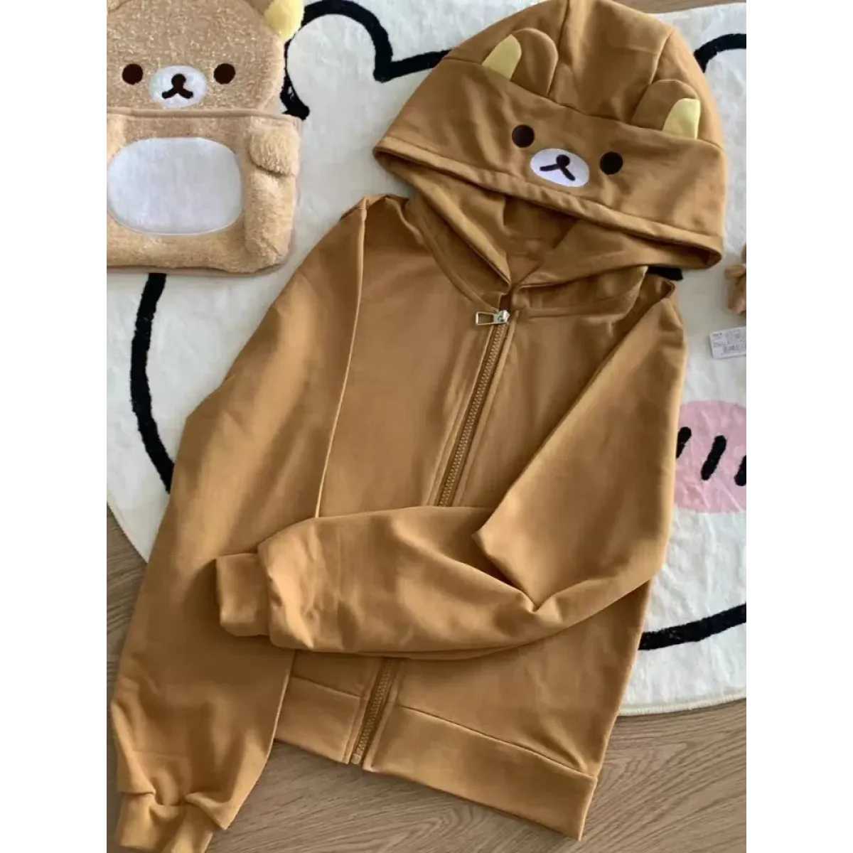 Kawaii Bear Y2K Oversized Zip-Up Hoodie