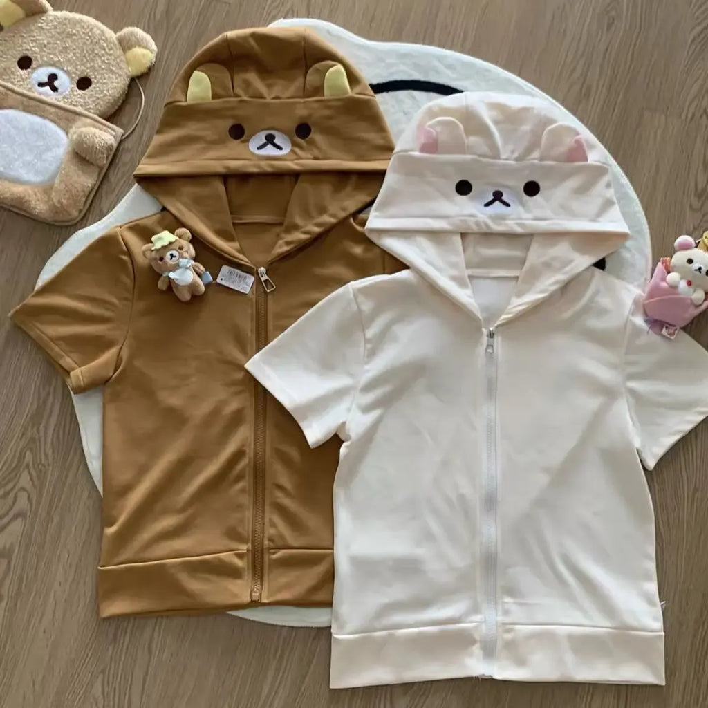 Kawaii Bear Y2K Oversized Zip-Up Hoodie