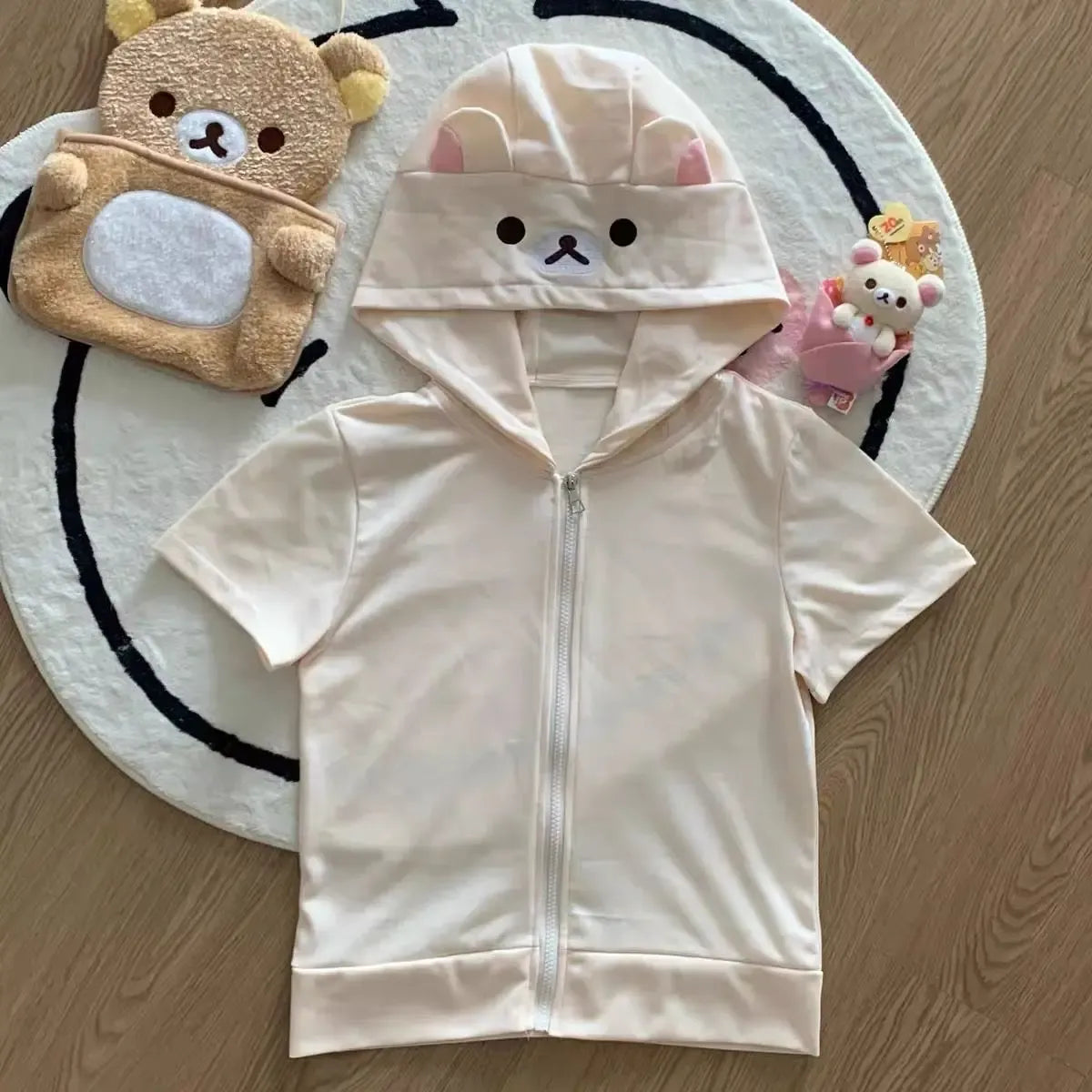 Kawaii Bear Y2K Oversized Zip-Up Hoodie