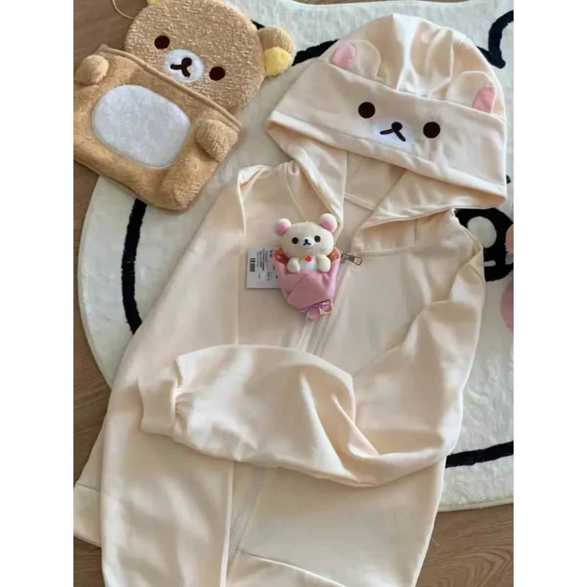 Kawaii Bear Y2K Oversized Zip-Up Hoodie