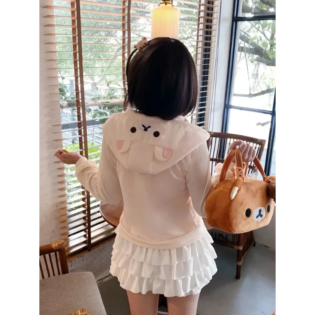 Kawaii Bear Y2K Oversized Zip-Up Hoodie