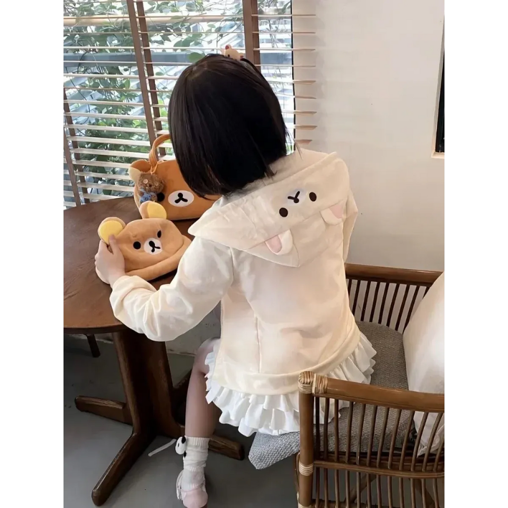 Kawaii Bear Y2K Oversized Zip-Up Hoodie