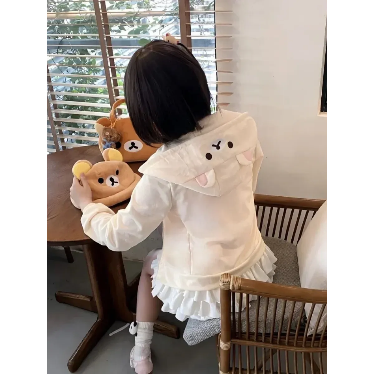Kawaii Bear Y2K Oversized Zip-Up Hoodie