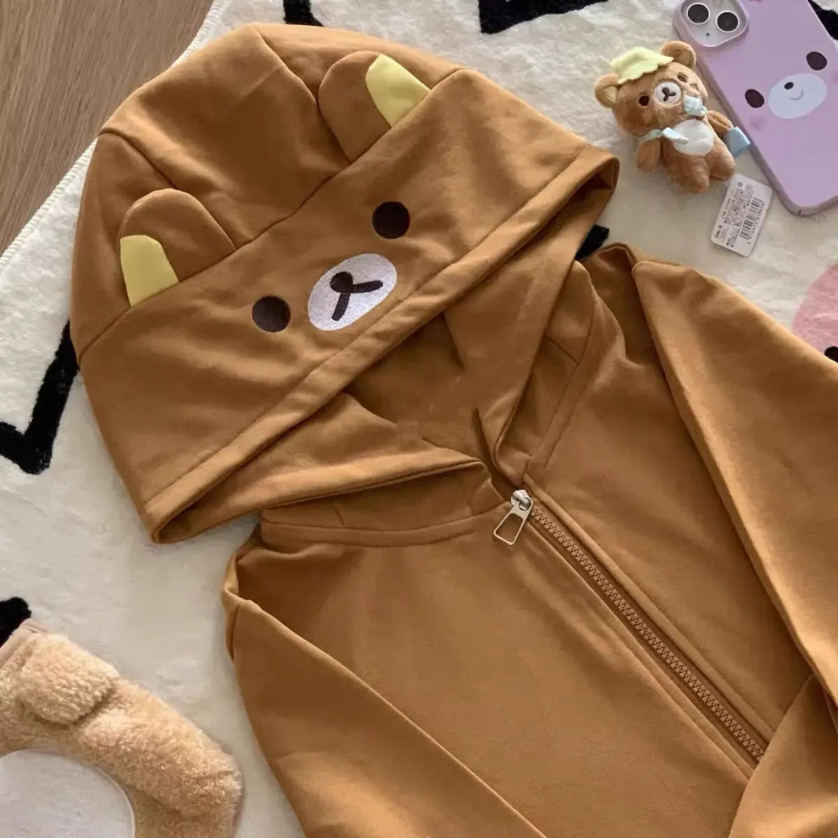 Kawaii Bear Y2K Oversized Zip-Up Hoodie