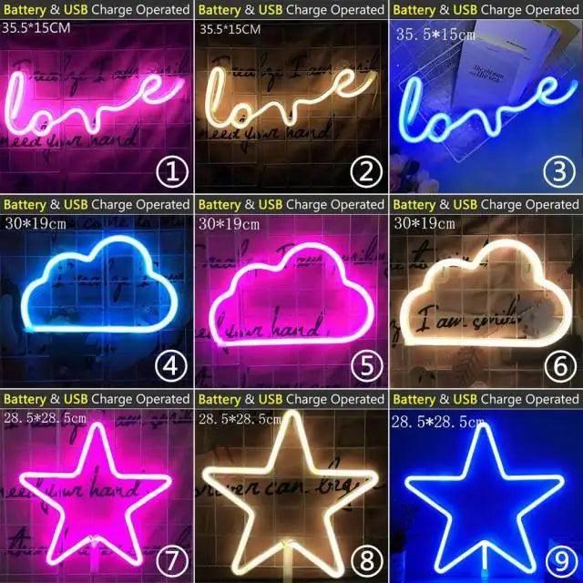 USB-Powered Decorative LED Neon Bedroom Wall Sign