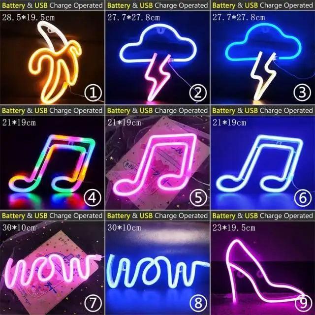 USB-Powered Decorative LED Neon Bedroom Wall Sign