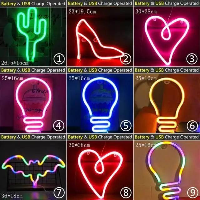 USB-Powered Decorative LED Neon Bedroom Wall Sign